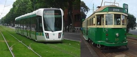 Modern and heritage trams